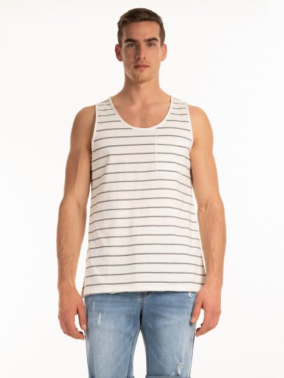 Striped tank with pocket