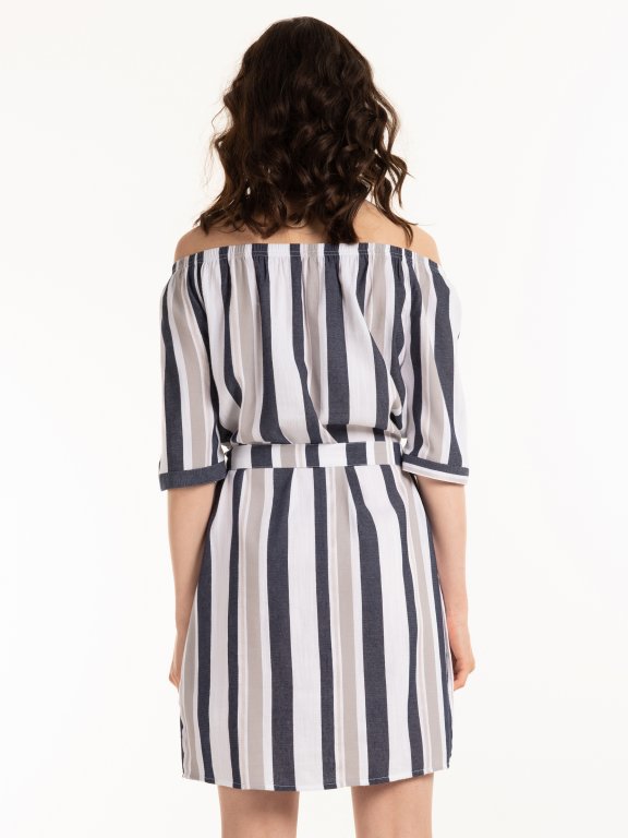 Off shoulders striped dress