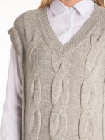 Cable-knit long vest