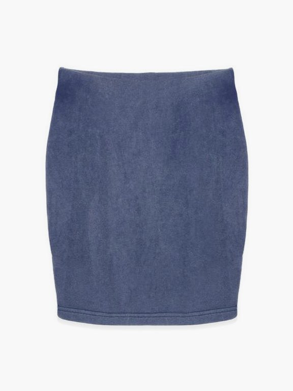 Terry mini skirt in mid blue snow wash