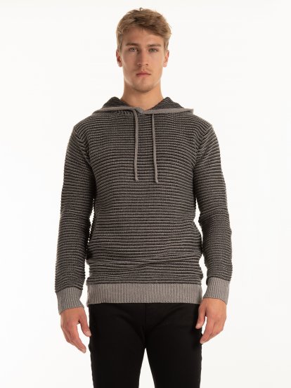 Striped hooded pullover