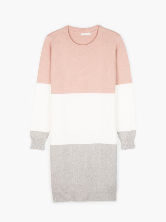 Colour block knitted dress