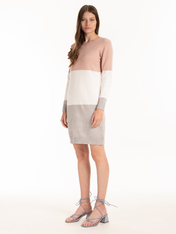 Colour block knitted dress