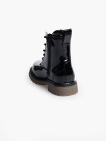 Patent finish ankle boots