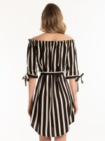 Off-the-shoulder striped dress