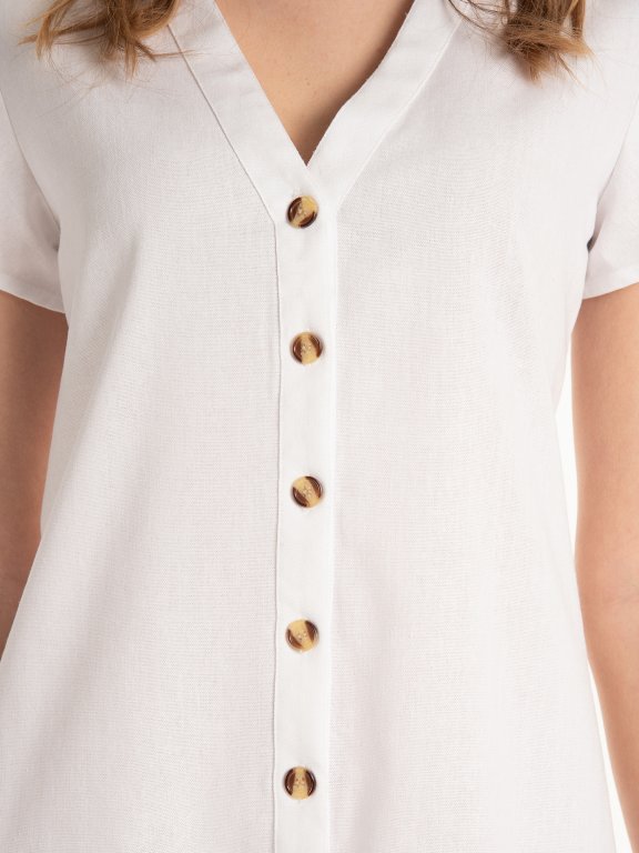Linen blend button down dress