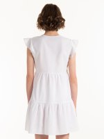 Linen blend ruffled dress