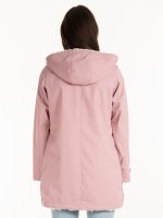 Hooded raincoat with faux fur lining