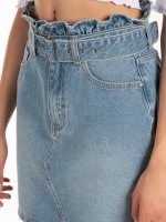 Jeansowa mini spódniczka z falbankami