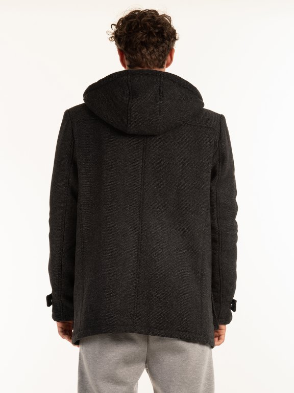 Hooded coat with pockets