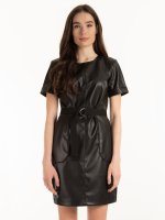 Faux leather dress with belt