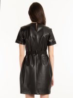 Faux leather dress with belt