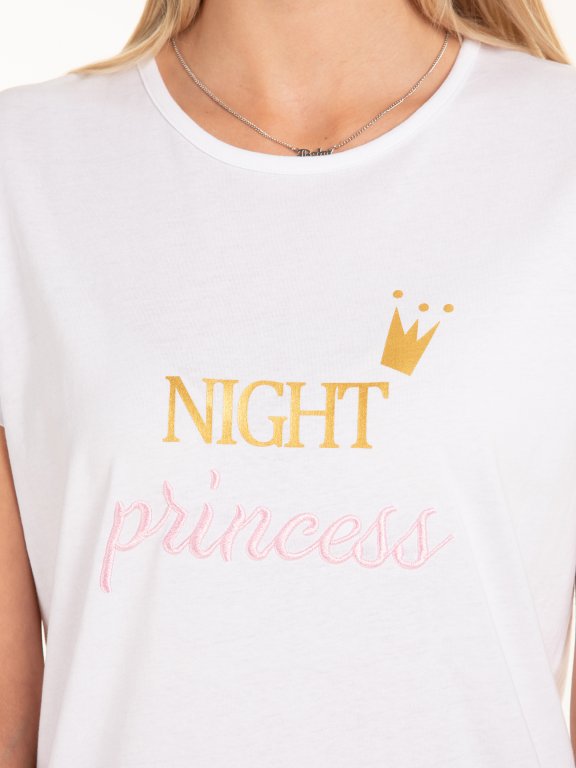 Cotton night dress with slogan