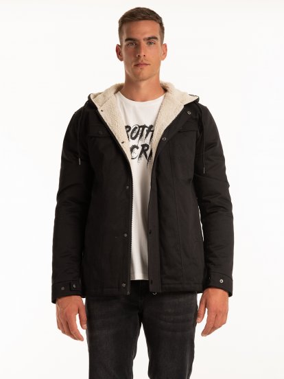 Sherpa lined hooded jacket