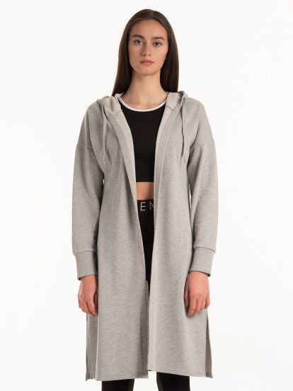 Longline hoodie with print