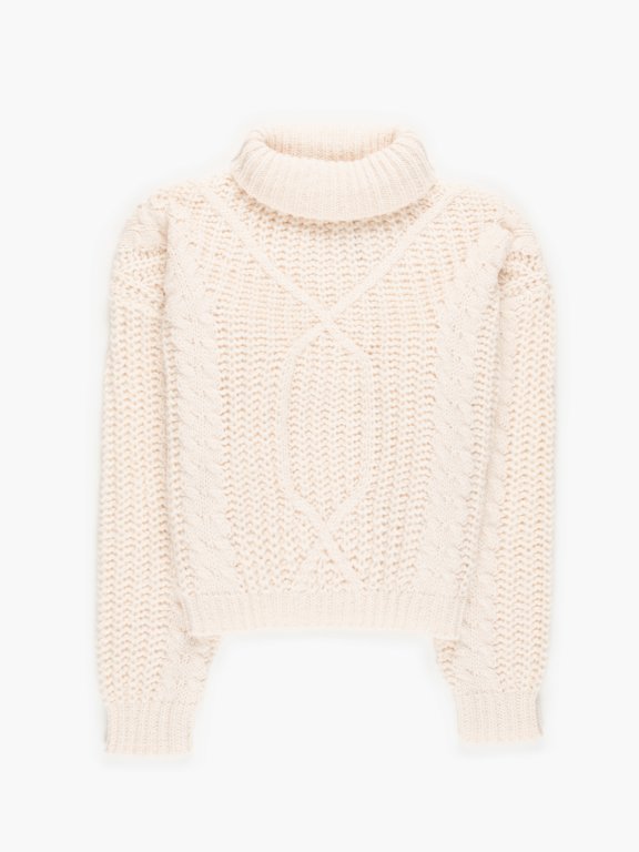 Cable-knit rollneck jumper