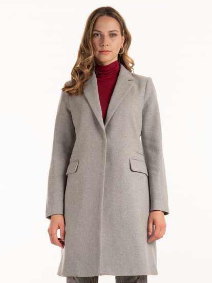Basic coat in wool blend