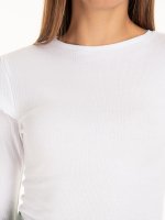 Ribbed cotton top with ruffle