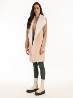 Faux suede pile lined warm cardigan