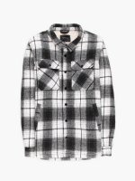 Plaid overshirt with faux sherling