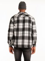 Plaid overshirt with faux sherling