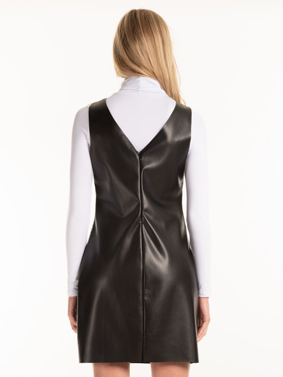 Faux leather a-line dress