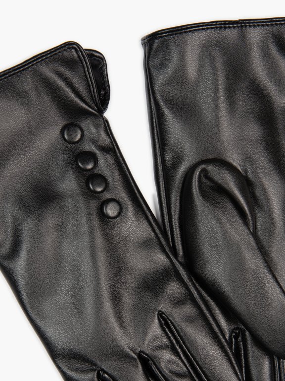 Faux-leather gloves