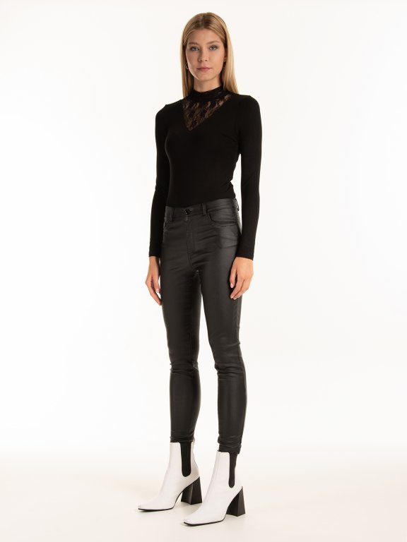 Viscose turtleneck with lace