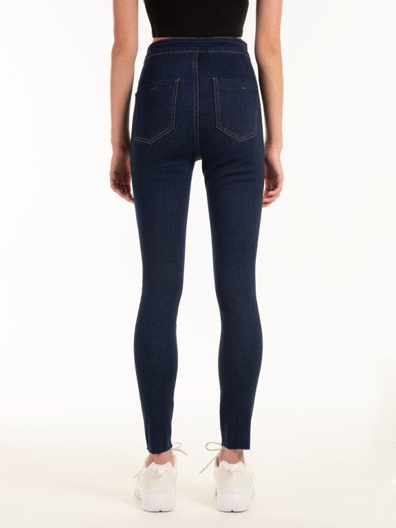 Základné džínsy skinny s vysokým pásom