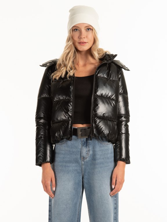 Cropped bomber jacket  with hood