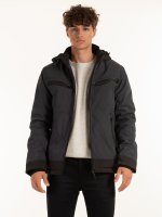 Vatovaná bunda pánska s odopínateľnou kapucňou a vreckami na zips