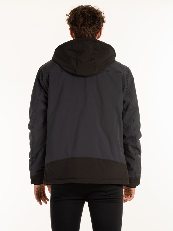 Padded jacket with removable hood and zip-up pockets