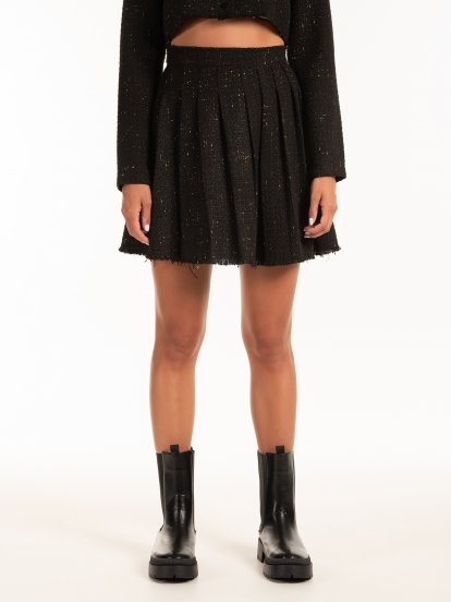 A-line mini skirt with metallic fibre