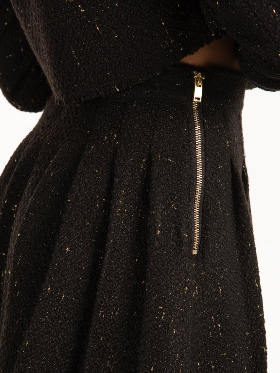 Áčková mini sukně s metalickým vláknem