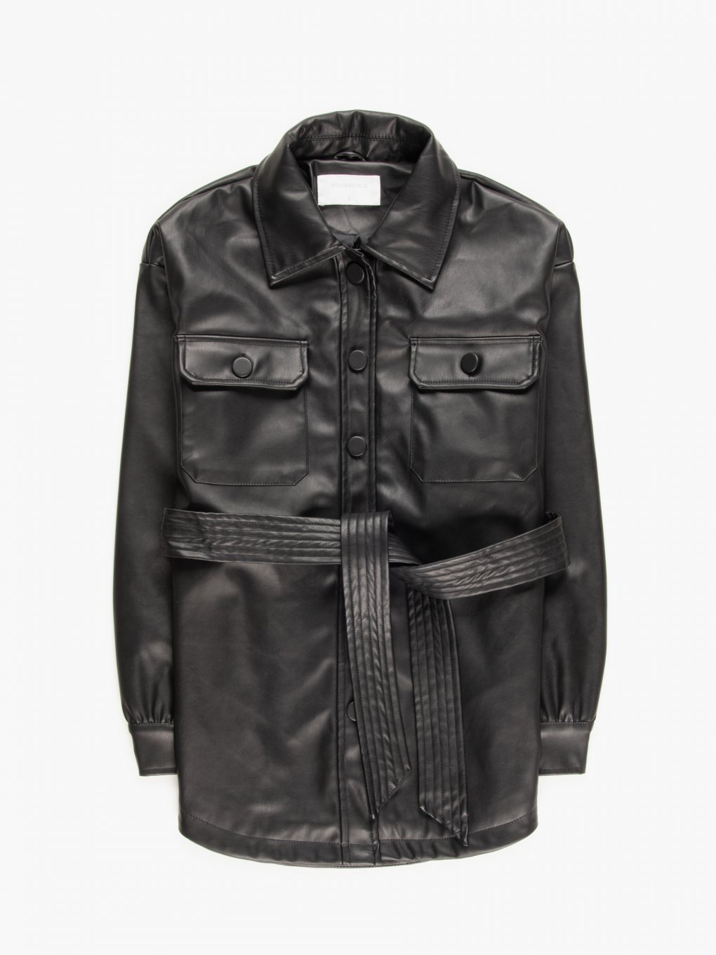 Faux leather jacket s belt