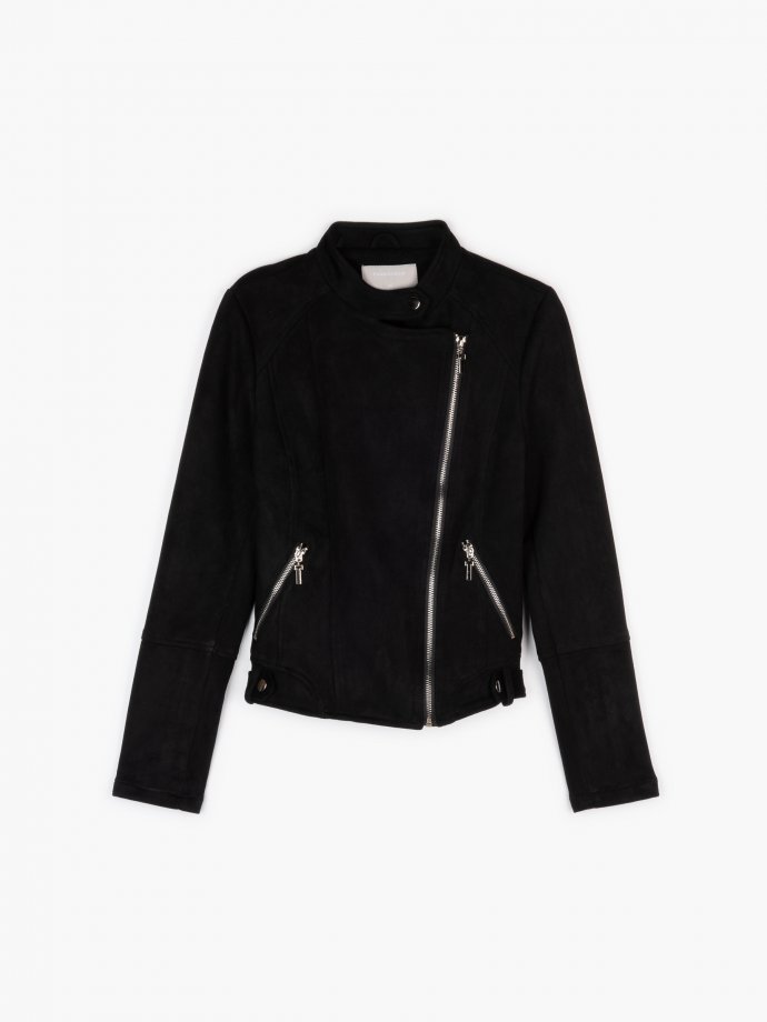 black cropped suede jacket