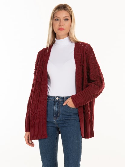 Oversize cable-knit cardigan
