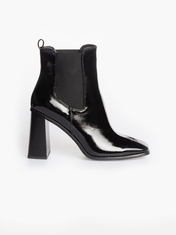 Shiny block-heeled boots