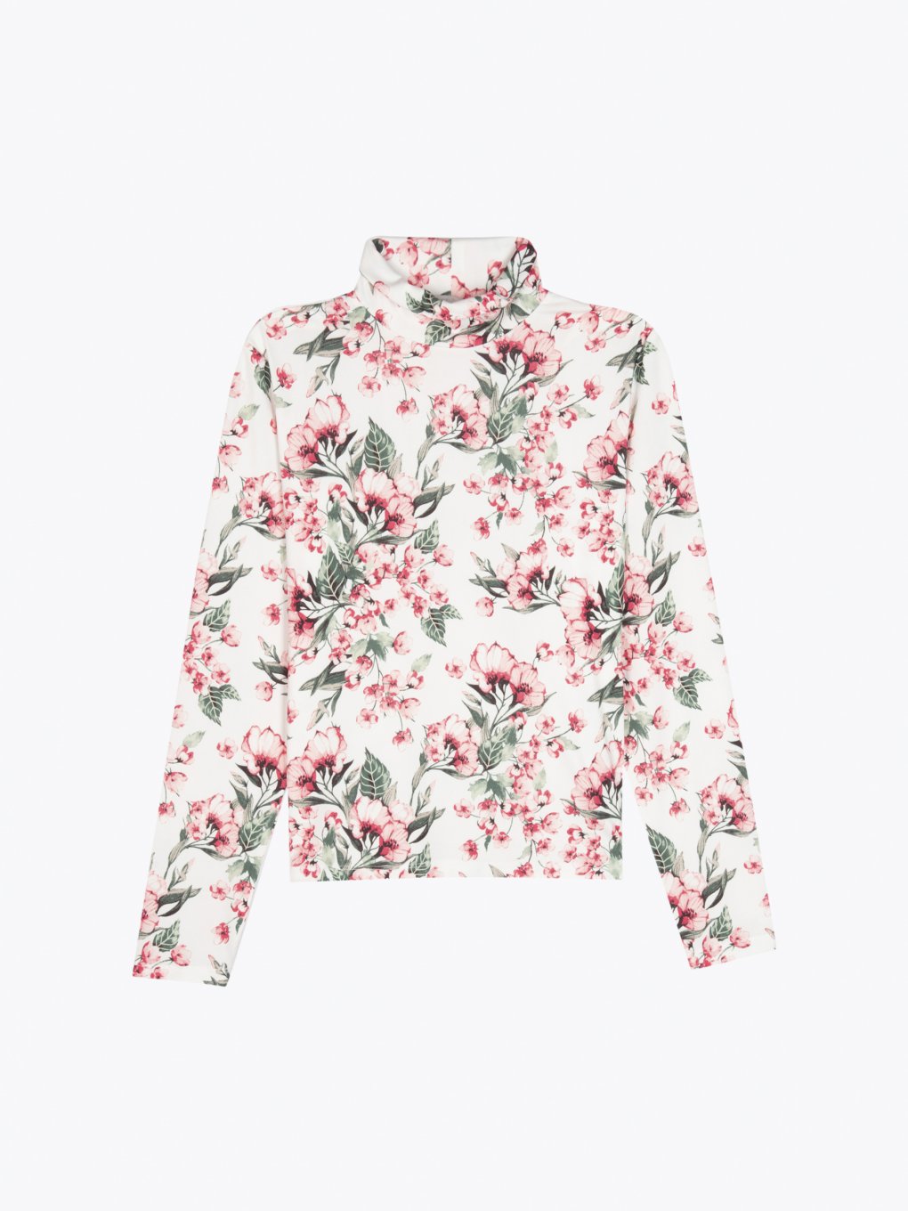 Glossy rollneck with floral print