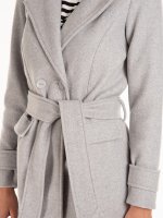 Melírovaný základní basic dámský kabát s páskem