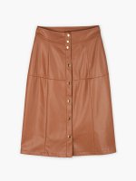 Faux leather button down midi skirt