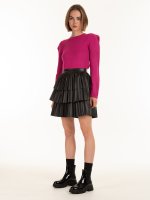 Faux leather mini skirt with ruffles