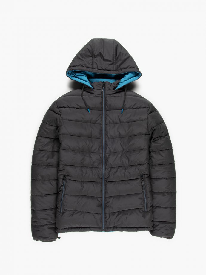 Reversible quilted padded jacket with hood