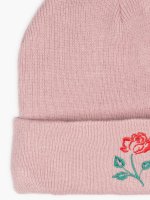 Knitted beanie with embro