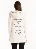 Slogan print longline zip-up hoodie