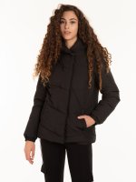 Basic quilted heavy jacket with hood