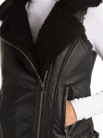 Pile lined faux leather vest