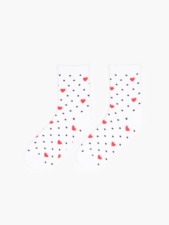 Vzorované ponožky so srdiečkami