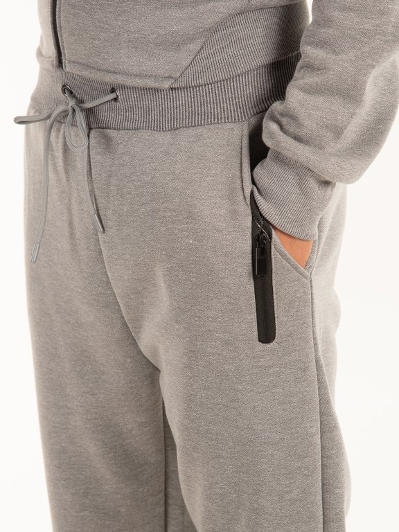 Plain long drawstring sweatpants with pockets