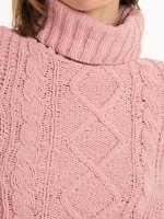 Chenille cable knit roll neck jumper